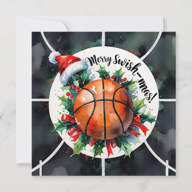 Basketball Weihnachtsgeschenk Feiertagskarte (Vorderseite)