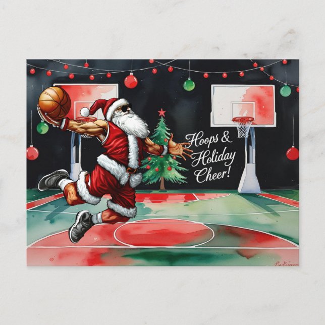 Basketball Weihnachtsgeschenk Feiertagspostkarte (Vorderseite)