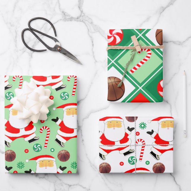 Basketball Weihnachtsgeschenk Umschlagpapier Geschenkpapier Set (Vorderseite)