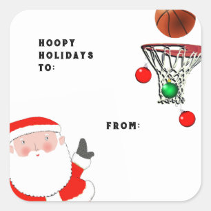 Basketball-Weihnachtsgeschenkanhänger Quadratischer Aufkleber