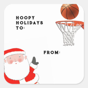Basketball-Weihnachtsgeschenkanhänger Quadratischer Aufkleber