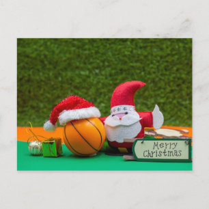 Basketball Weihnachtskarte mit dem Weihnachtsmann Postkarte