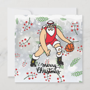 Basketball Weihnachtskarte mit Weihnachtsmann