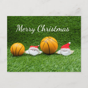 Basketball Weihnachtskarte mit Weihnachtsmann Postkarte