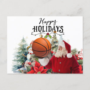 Basketball Weihnachtsmann mit Snowman zu Weihnacht Feiertagspostkarte