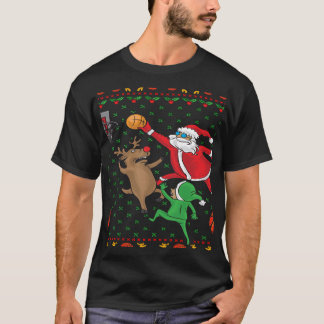 Basketball Weihnachtsmann und Rentier Long Sleev T-Shirt