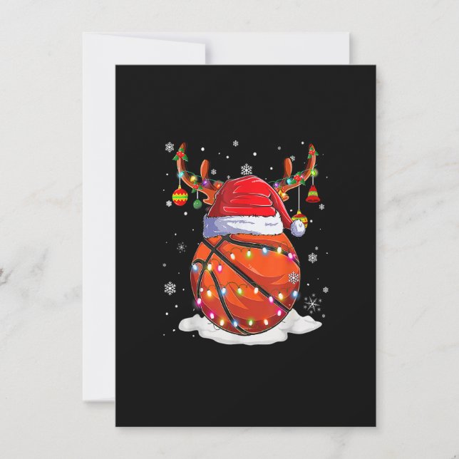 Basketball Weihnachtsmannmütze Rentier Weihnachtsp Einladung (Vorderseite)