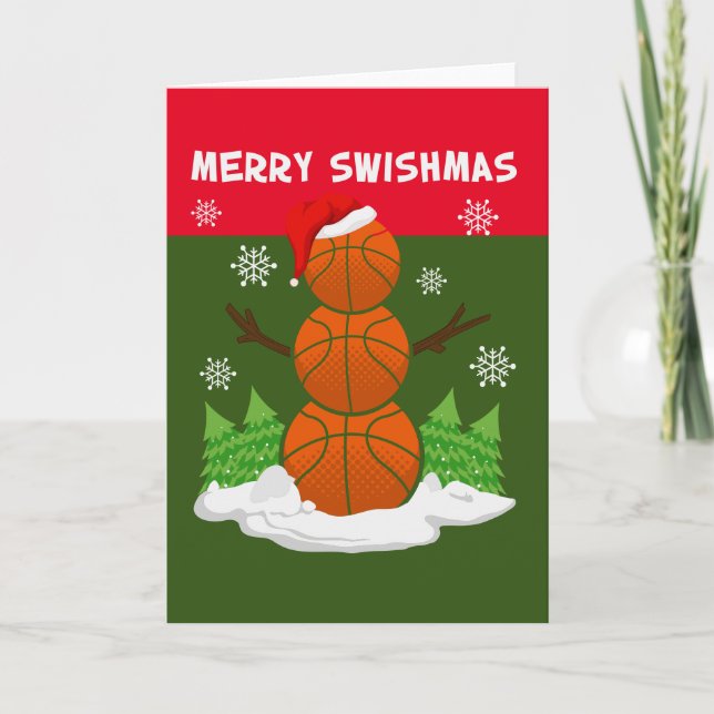 Basketball WeihnachtsMERRY SWISHMAS mit Weihnachts Karte (Vorderseite)