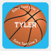 Basketball, weißer Name, 2 Textzeilen, Sky Blue