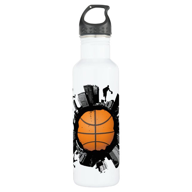 Basketball-Welt Edelstahlflasche (Vorderseite)