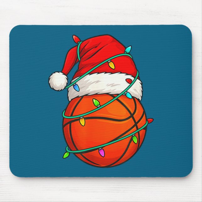 Basketball With Santa Hat Funny Christmas Xmas Gif Mousepad (Vorne)
