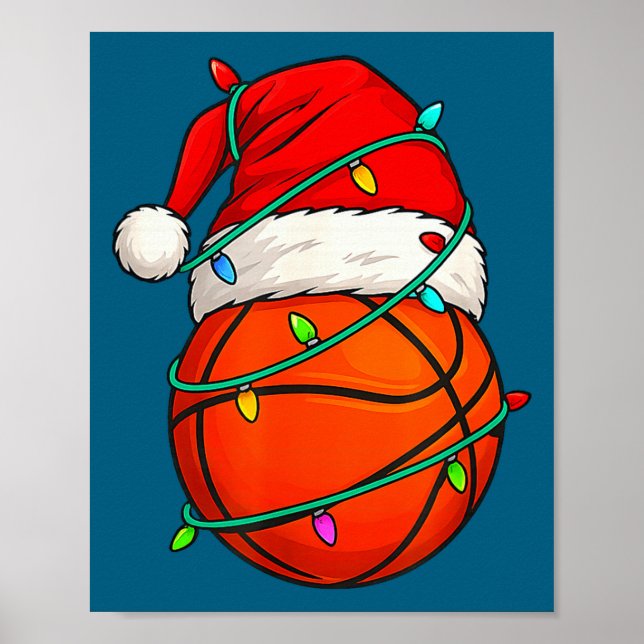 Basketball With Santa Hat Funny Christmas Xmas Gif Poster (Vorne)