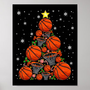 Basketball Xmas Tree Lights Santa Basketball Chris Poster