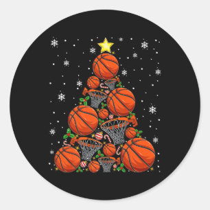Basketball Xmas Tree Lights Santa Basketball Chris Runder Aufkleber