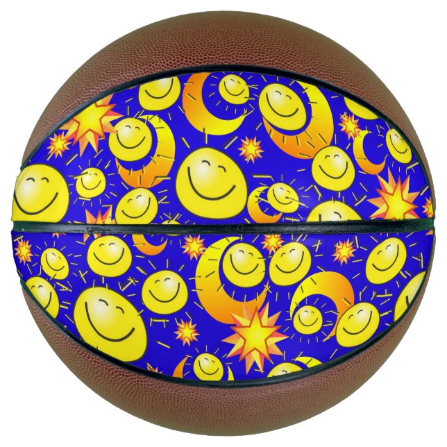 Basketball Yellow Stars Sun Moon Blue (Vorderseite)