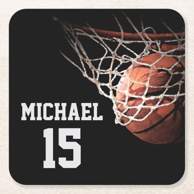 Basketball Your Name Rechteckiger Pappuntersetzer (Vorderseite)