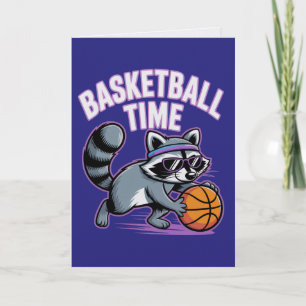 Basketball Zeit Waschbär Sportliche Grußkarte Karte