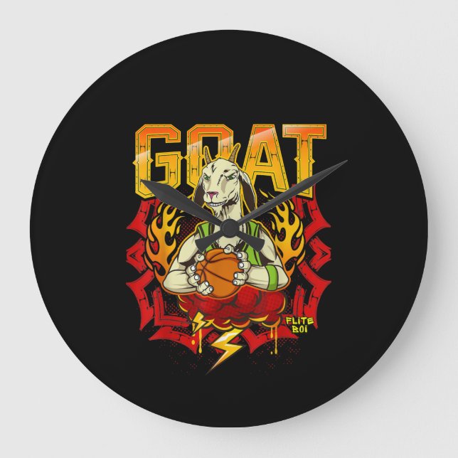 Basketball-Ziegengeschenk Große Wanduhr (Vorderseite)