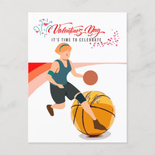 Basketball zum Valentinstag mit Liebe   Feiertagspostkarte