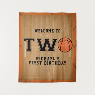 Basketball-Zweite-Geburtstagsrückwand Wandteppich