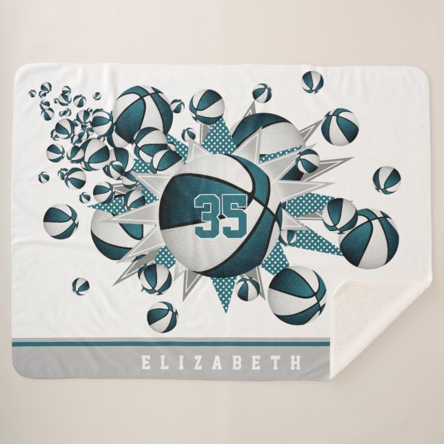 Basketballball-Blownwall für aquamarine Weiße Sherpadecke (Vorderseite (Horizontal))