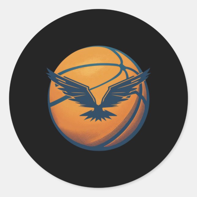 Basketballball mit Adler Runder Aufkleber (Vorderseite)