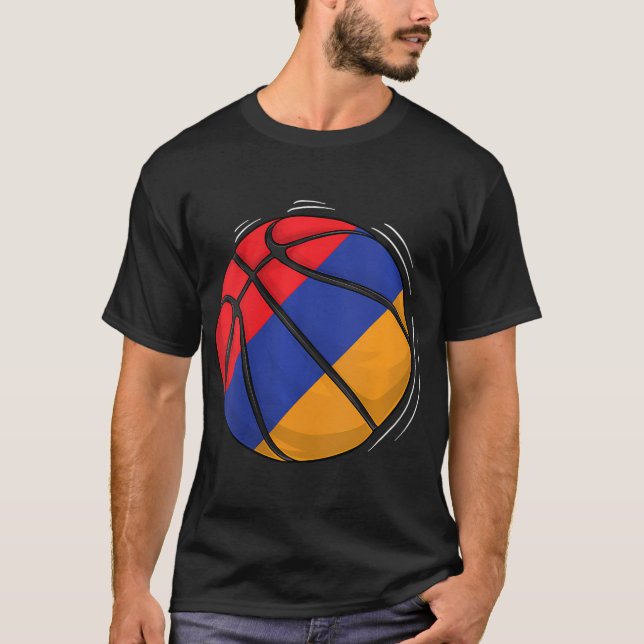 Basketballball mit der Flagge Armeniens T-Shirt (Vorderseite)