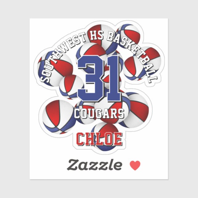 Basketballbäume in rot und blau aufkleber (Blatt)