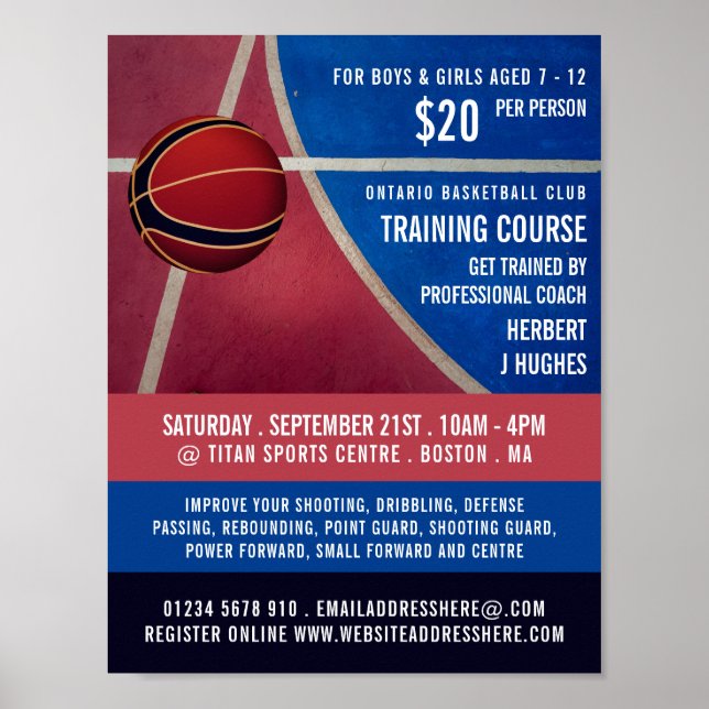 Basketballdesign, Basketballtrainingskurs Poster (Vorne)