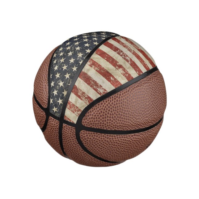 Basketballdruck mit Grunge Flagge USA Mini Basketball (angewinkelt)