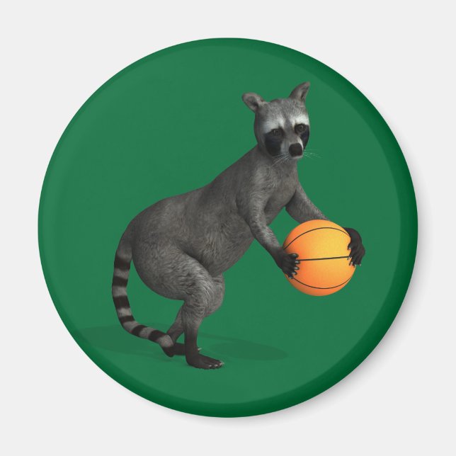 Basketballer Raccoon Magnet (Vorne)