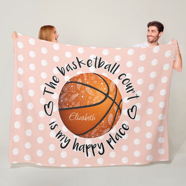 Basketballfeld-Happy-Platz für boho Blume Fleecedecke (Beispiel)