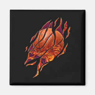 Basketballfeuer und Scratches Ball Player Sport B Magnet