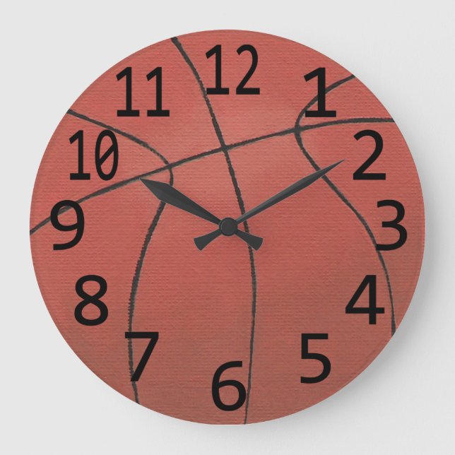 Basketballgemälde Große schwarze Zahlen Sportwagen Große Wanduhr (Vorderseite)