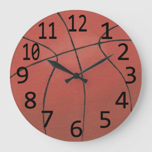 Basketballgemälde Große schwarze Zahlen Sportwagen Wanduhr