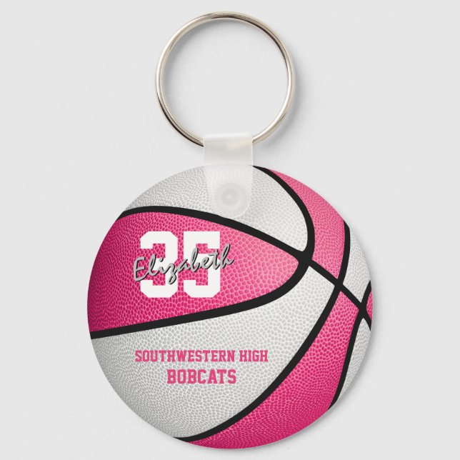 Basketballgeschenke eines rosa Weißen Mädchens mit Schlüsselanhänger (Vorderseite)