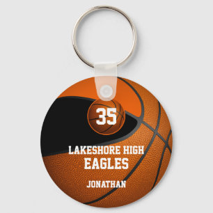 Basketballgeschenke für schwarzorange Jungen Schlüsselanhänger