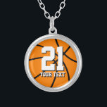 Basketballhalskette | Personalizable der Nr. 21 Versilberte Kette<br><div class="desc">Der Basketballhalskette | Personalizable der Nr. 21 Name und Jersey Team nummerieren. Cooles Sportgeschenk für Basketballspieler und -trainer.</div>