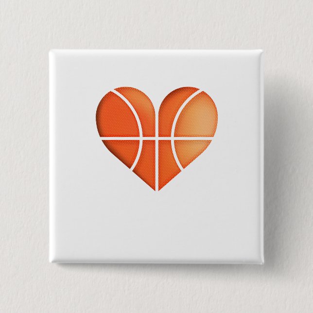 Basketballherz Funny zum Valentinstag Button (Vorderseite)