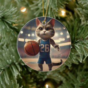 Basketballkatze, Keramik Ornament