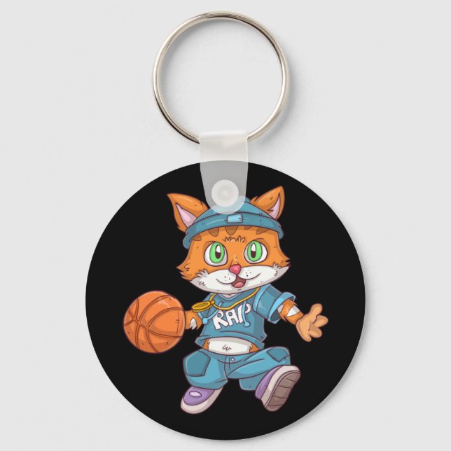 Basketballkatze Schlüsselanhänger (Vorderseite)