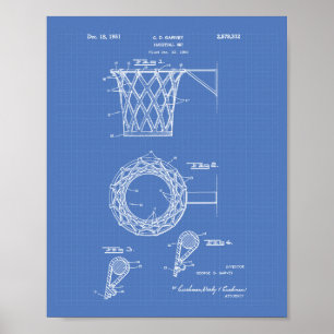 Basketballkorb 1951 Patent Kunst Blaupause Poster