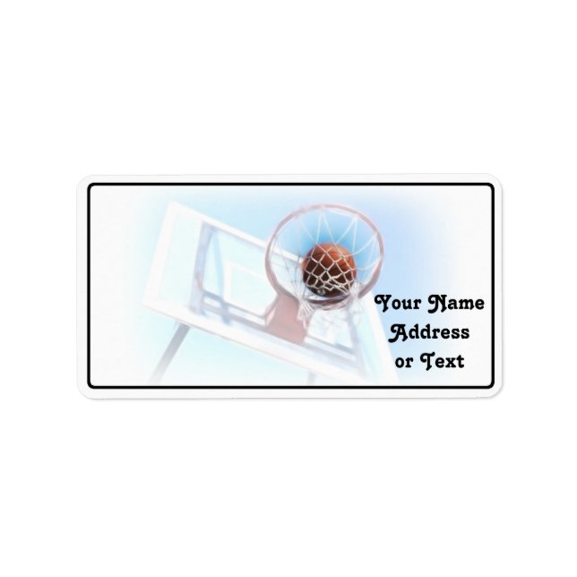 Basketballkorb mit Basketball Adressaufkleber (Vorne)