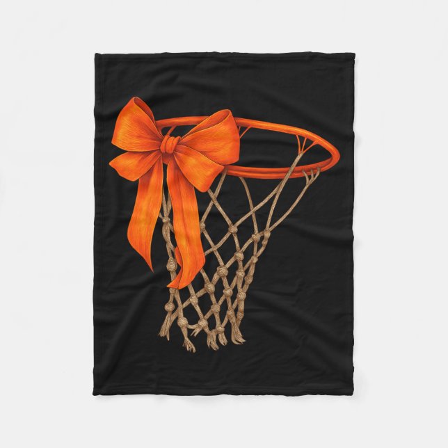 Basketballkorb mit Schleife Süße Basketball-Ästhet Fleecedecke (Vorderseite)