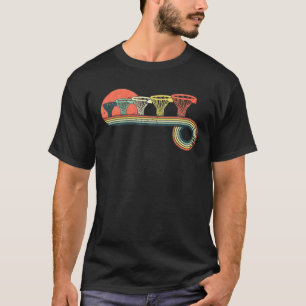 Basketballkorb Netz Retro Vintage Sonnenuntergang T-Shirt