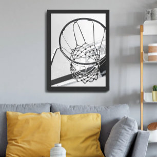 Basketballkorbnetz Schwarz und Weiß Poster