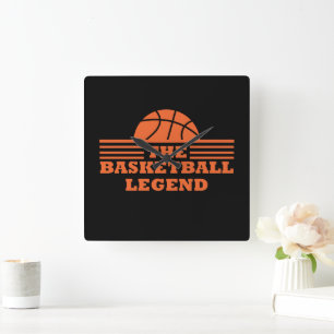 Basketballlegende Orangenball Quadratische Wanduhr