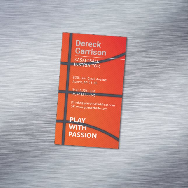 Basketballlehrer | Coach | Ausbilder Magnetische Visitenkarte (Beispiel)