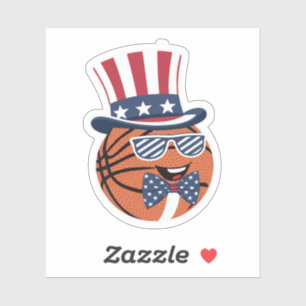 Basketballliebhaber USA-Flagge Patriotischer Baske Aufkleber