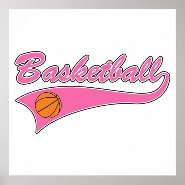 Basketballlogo Rosa Frauen Mädchen Poster (Vorne)